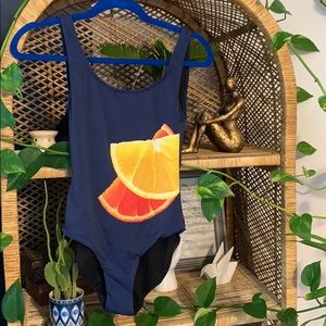 Onia Anthropologie one piece orange slice swimsuit